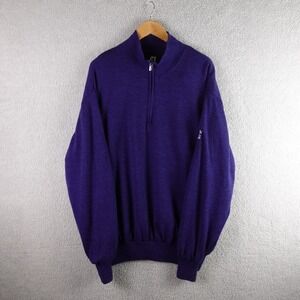FootJoy Mens XL Blue 100% Wool Lined Quarter‎ Zip Golf Pullover Sweater LCC Logo